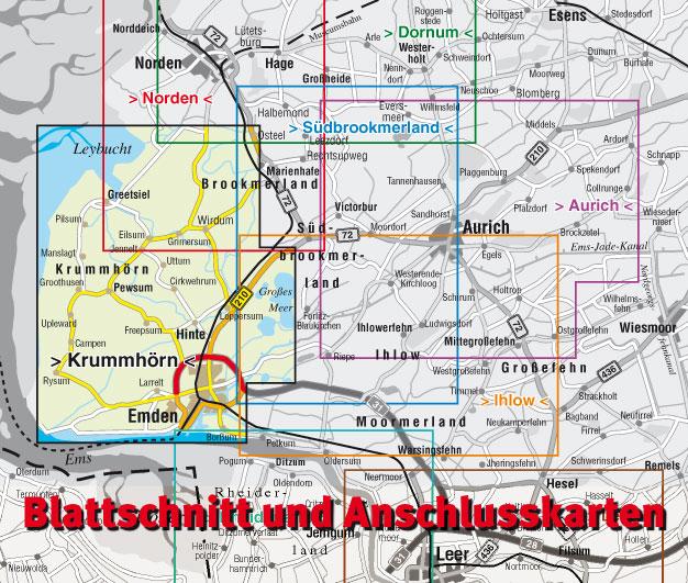 Rückseitencover Krummhörn & Greetsiel (mit 19 Detailkarten), KVplan, Radkarte/Freizeitkarte/Stadtplan, 1:30.000 / 1:7.500