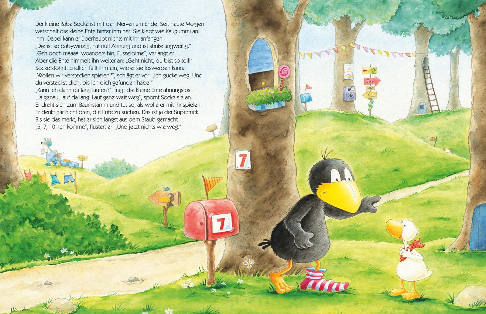 Beispielinhalt (Bild) Der kleine Rabe Socke: Alles verknallt! oder Ein kleiner Rabe trifft auf große Liebe