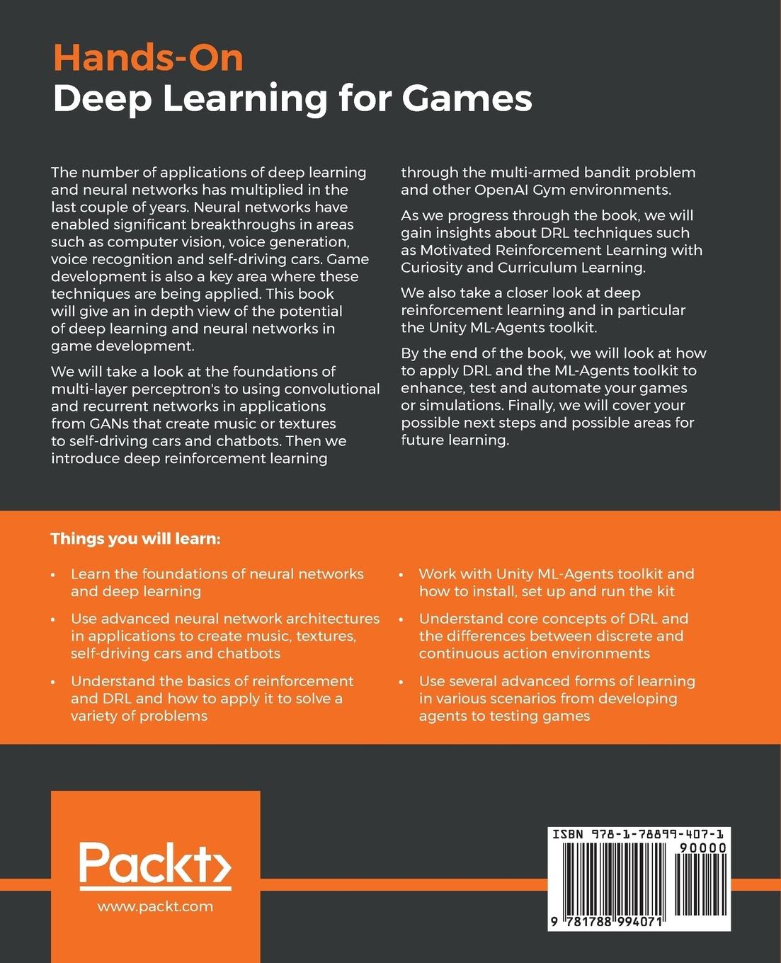Rückseitencover Hands-On Deep Learning for Games