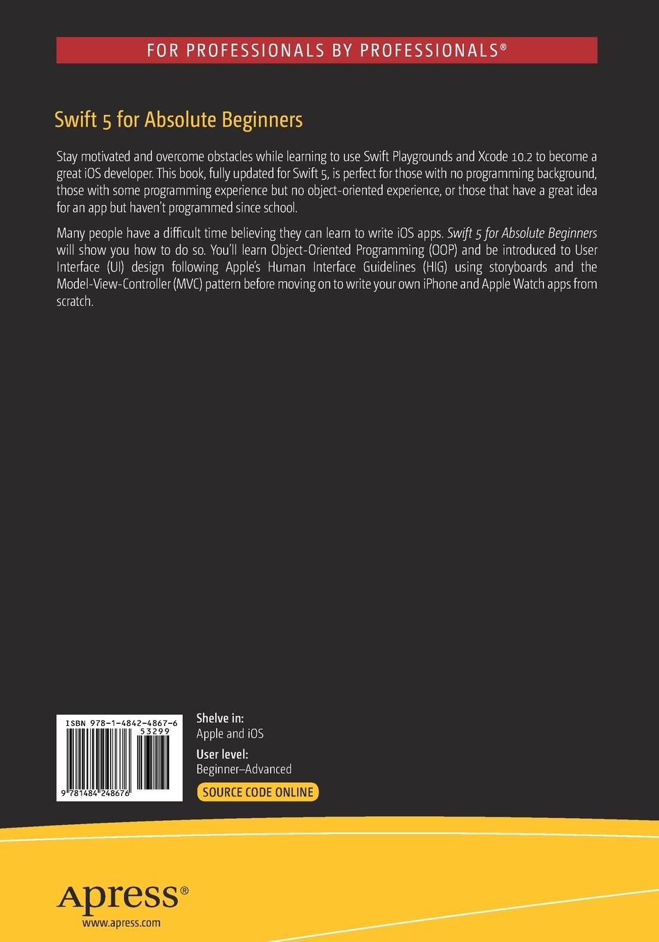 Rückseitencover Swift 5 for Absolute Beginners