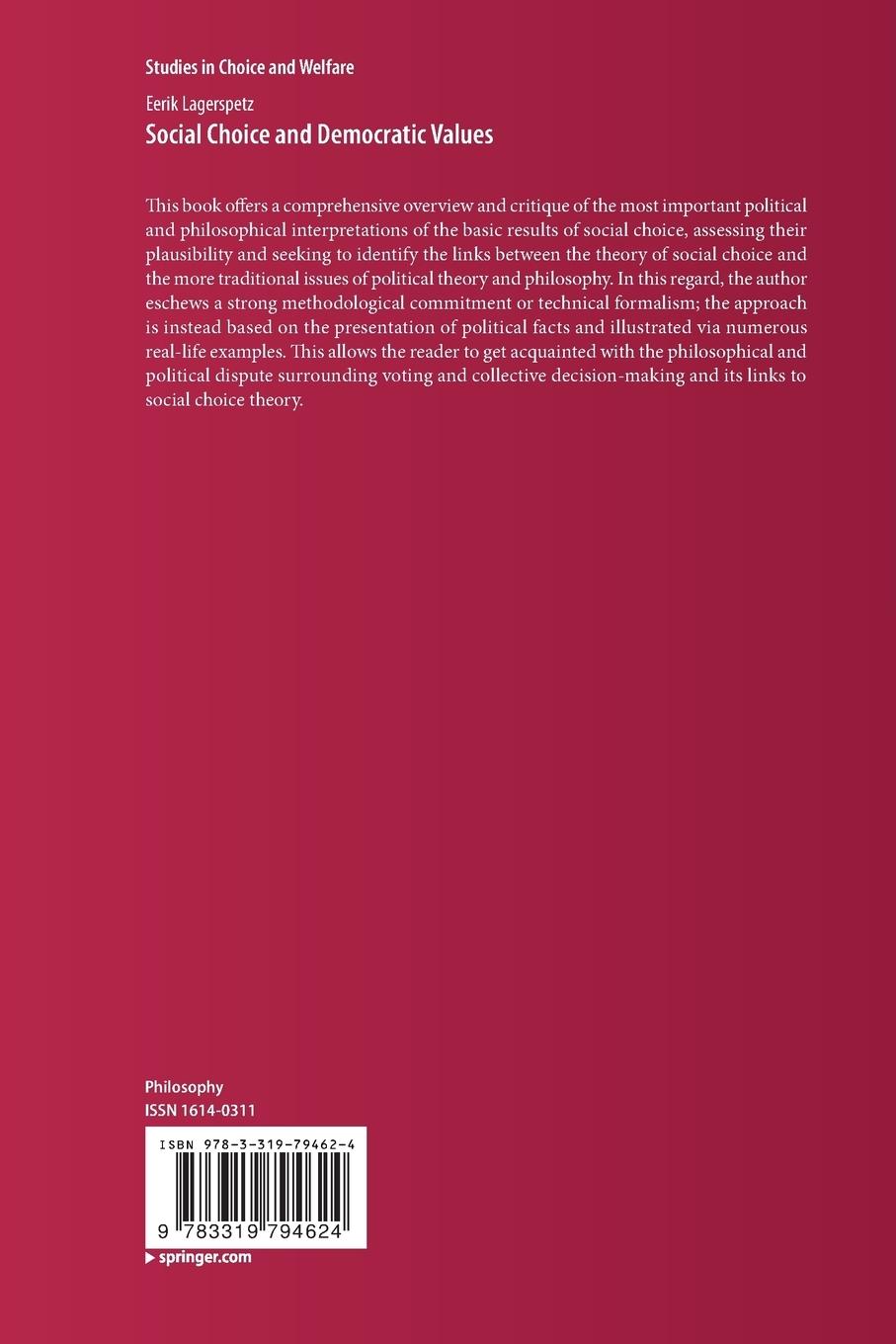 Rückseitencover Social Choice and Democratic Values