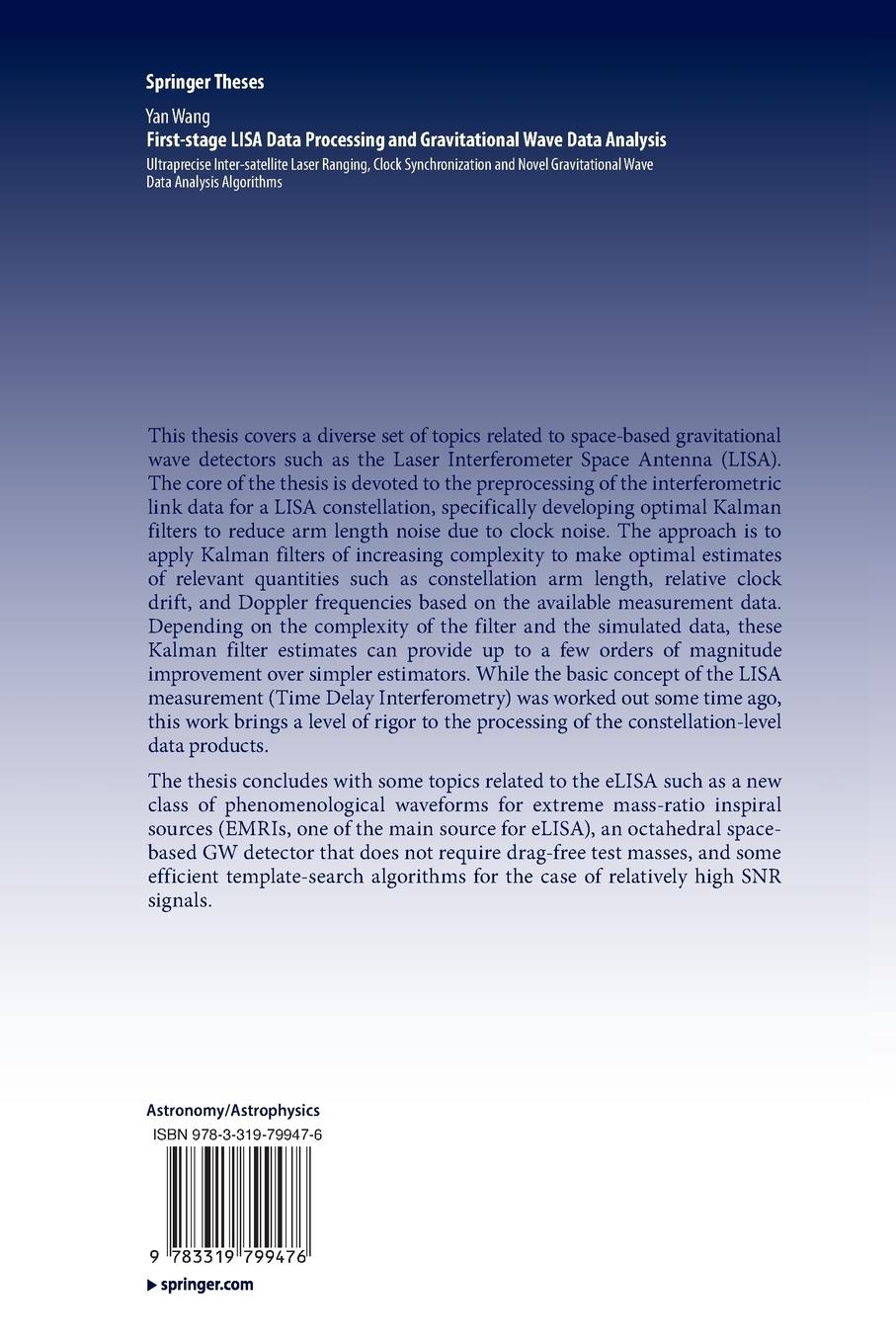 Rückseitencover First-stage LISA Data Processing and Gravitational Wave Data Analysis