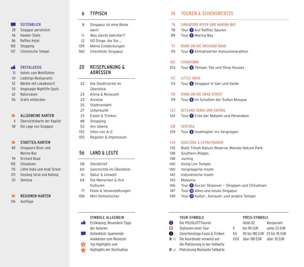 Beispielinhalt (Bild) POLYGLOTT on tour Reiseführer Singapur