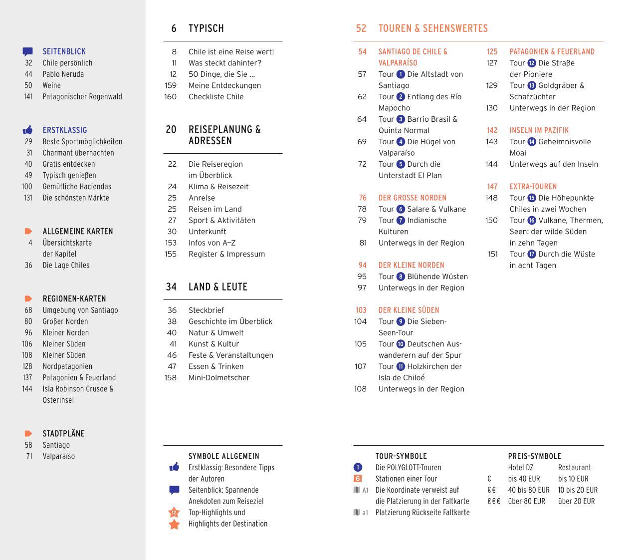 Beispielinhalt (Bild) POLYGLOTT on tour Reiseführer Chile