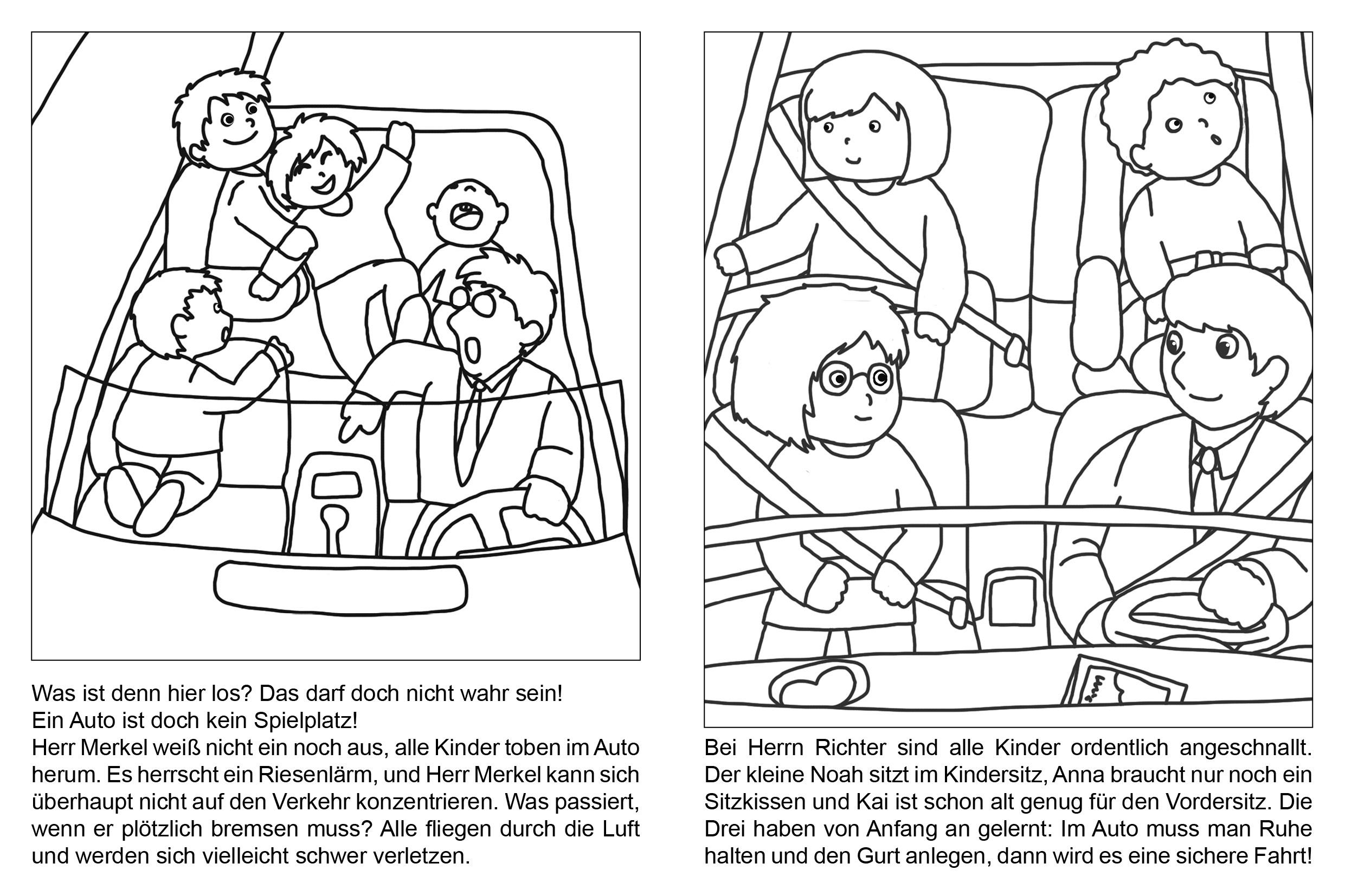 Beispielinhalt (Bild) Sicher im Verkehr Malbuch