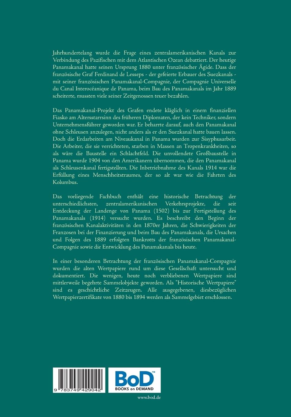 Rückseitencover Die französische Panamakanal-Compagnie sowie andere zentralamerikanische Verkehrsprojekte