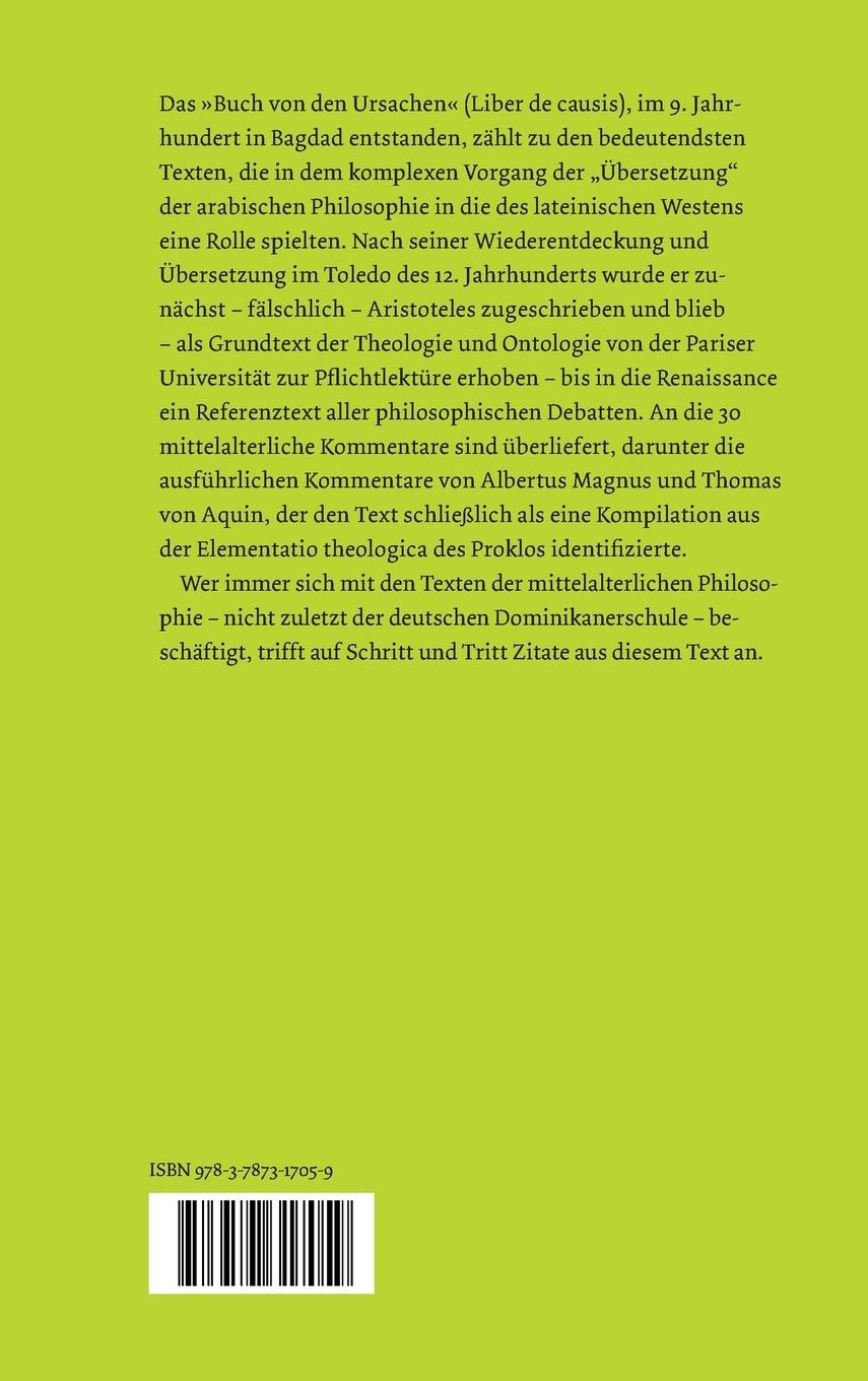 Rückseitencover Liber de causis. Das Buch von den Ursachen
