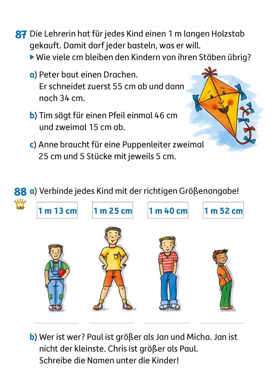 Beispielinhalt (Bild) Textaufgaben 2. Klasse