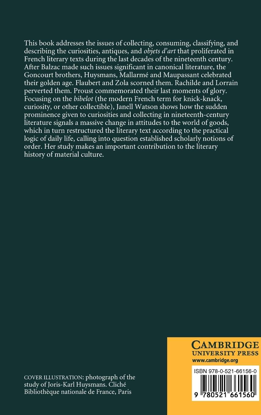 Rückseitencover Literature and Material Culture from Balzac to Proust