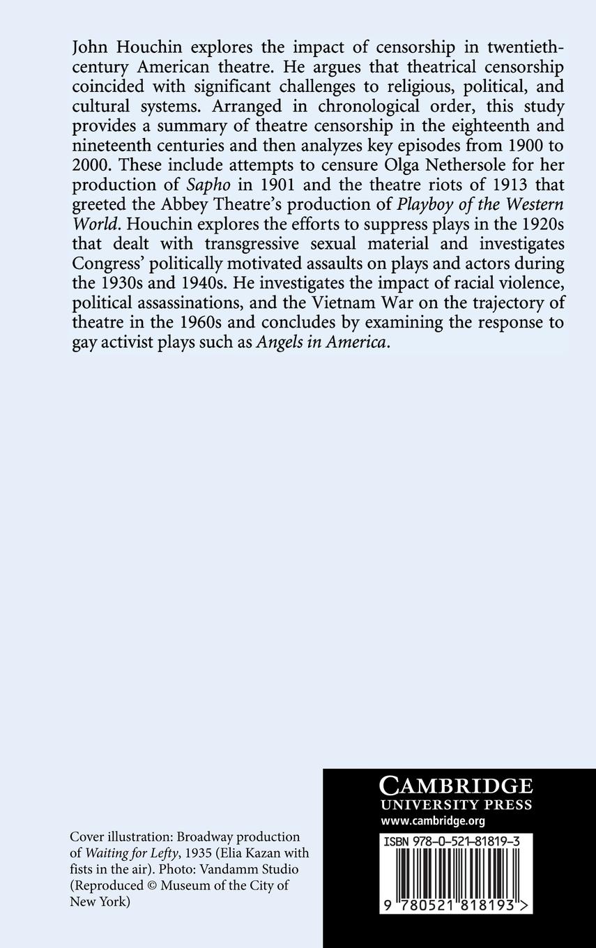 Rückseitencover Censorship of the American Theatre in the Twentieth Century