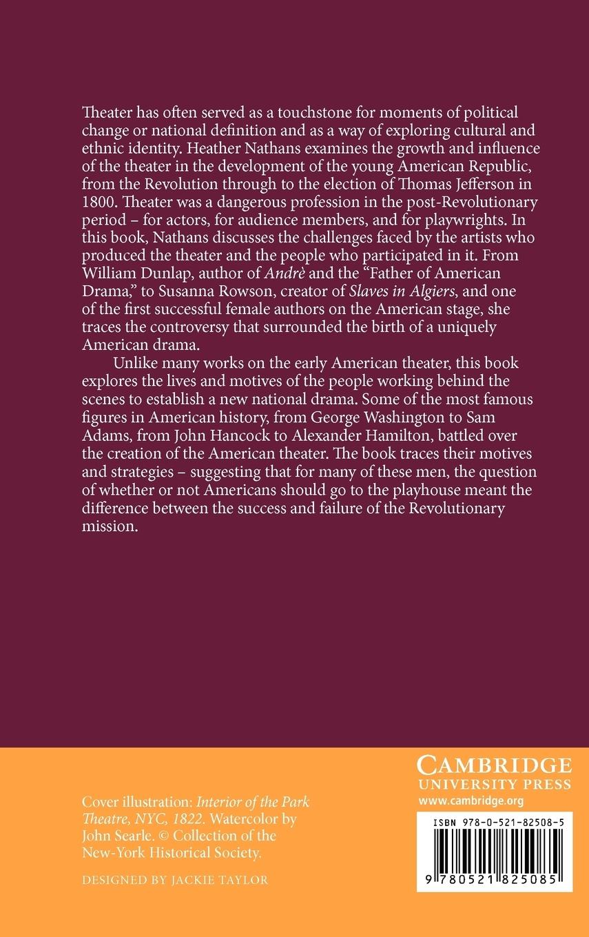Rückseitencover Early American Theatre from the Revolution to Thomas Jefferson