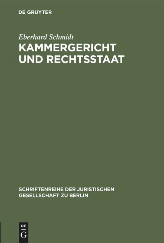 Vorderes Coverbild Kammergericht und Rechtsstaat