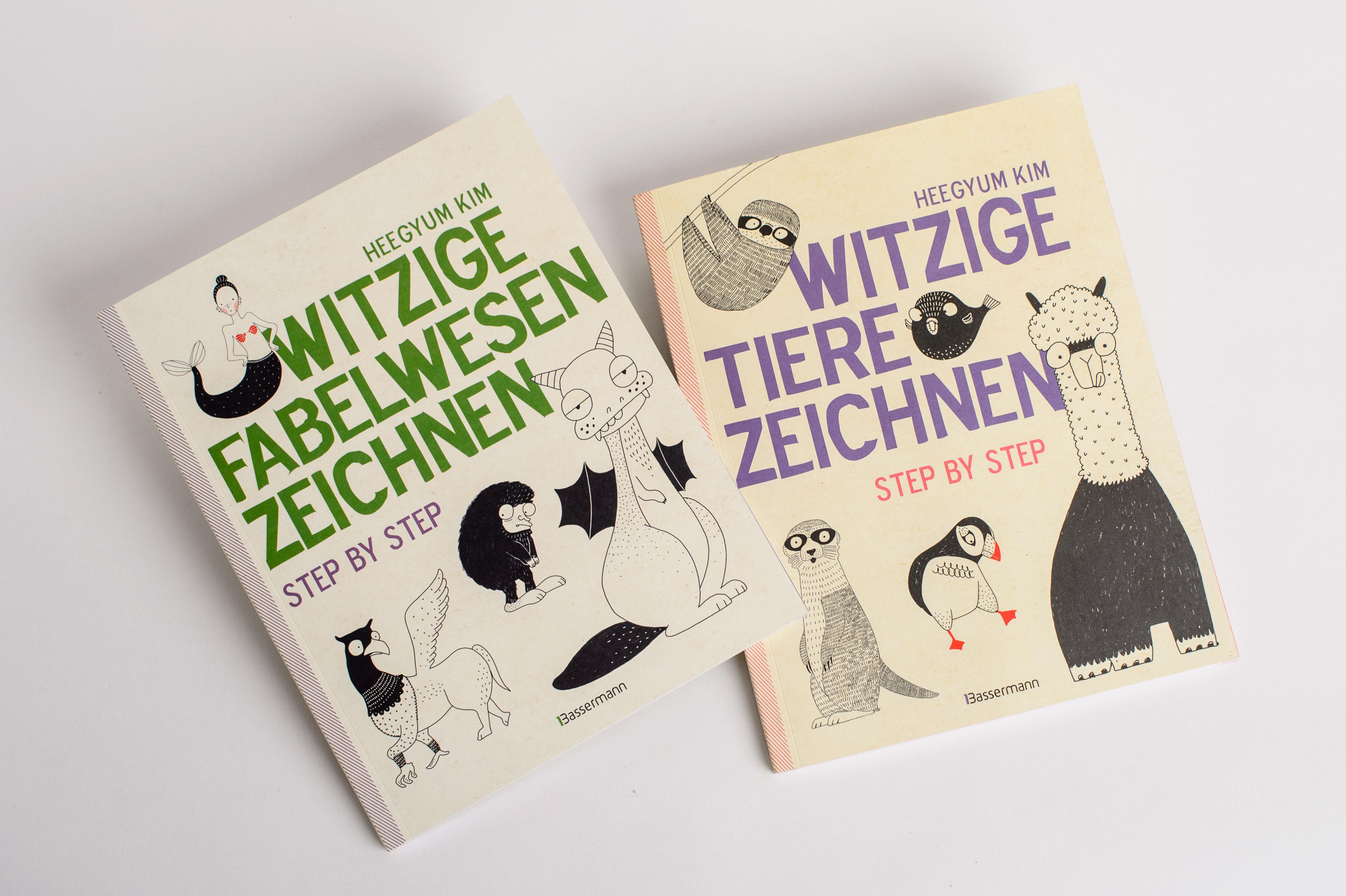 Beispielinhalt (Bild) Witzige Tiere zeichnen. Von Alpaka bis Waschbär - mit vielen individuellen Varianten - für Comic-, Cartoon- und Handlettering-Fans