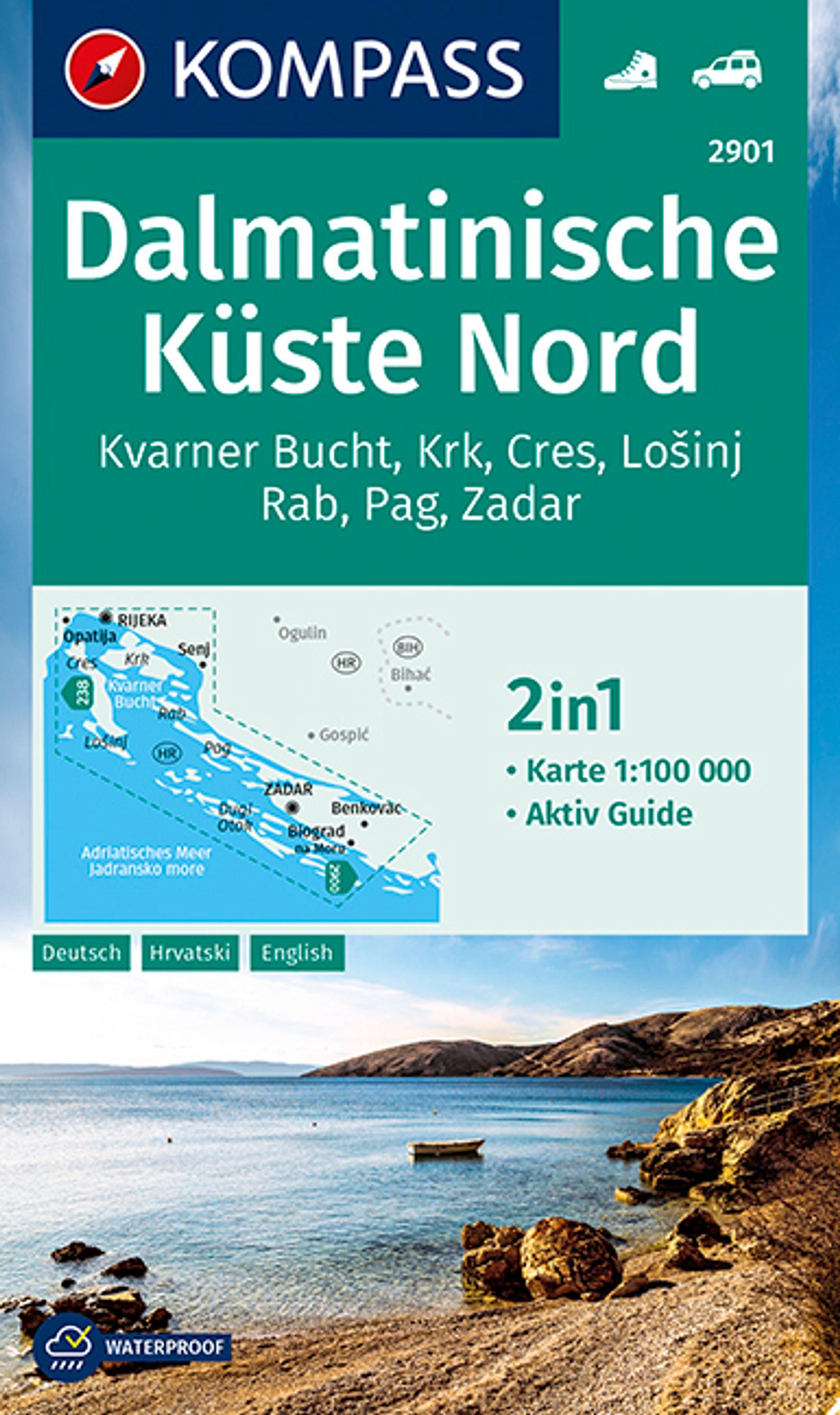 Vorderes Coverbild KOMPASS Wanderkarte 2901 Dalmatinische Küste Nord 1:100.000