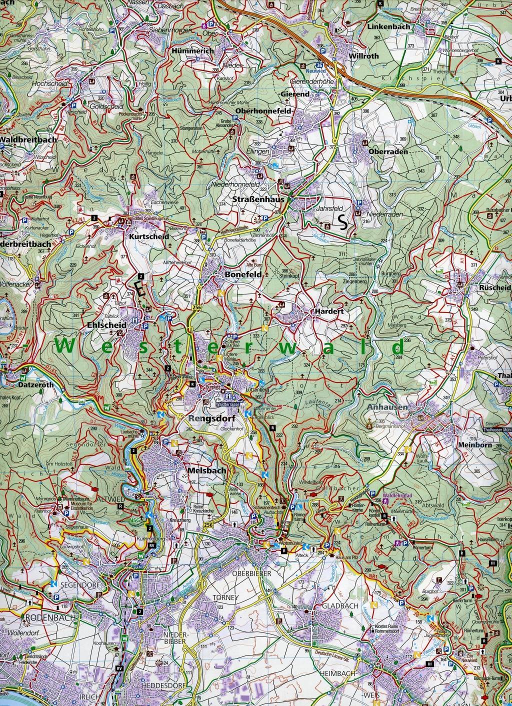 Beispielinhalt (Bild) KOMPASS Wanderkarte Westerwald, Siegen, Naturpark Lahn-Dill-Bergland 1:50 000