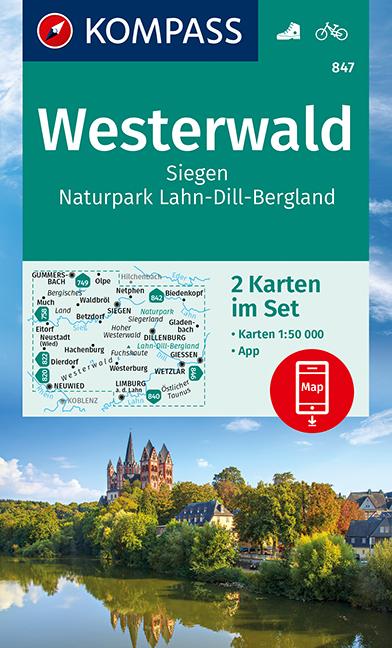 Vorderes Coverbild KOMPASS Wanderkarte Westerwald, Siegen, Naturpark Lahn-Dill-Bergland 1:50 000