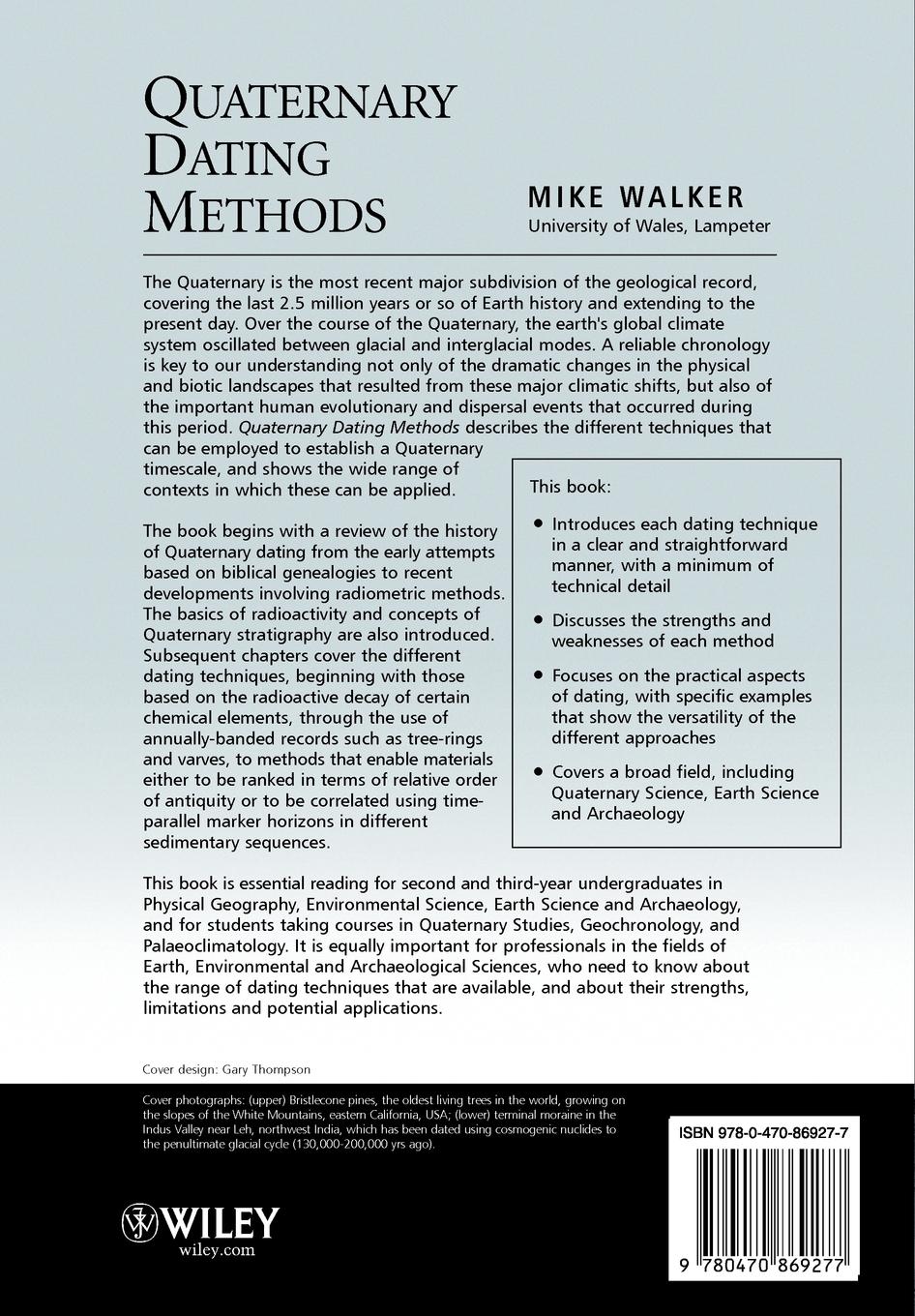 Rückseitencover Quaternary Dating Methods