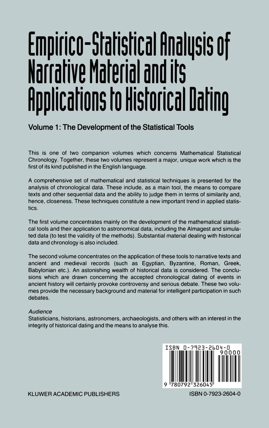 Rückseitencover Empirico-Statistical Analysis of Narrative Material and its Applications to Historical Dating