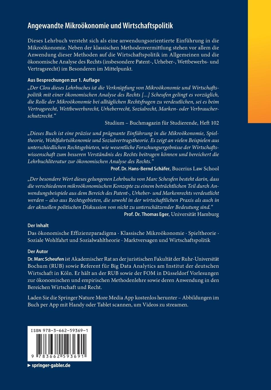 Rückseitencover Angewandte Mikroökonomie und Wirtschaftspolitik