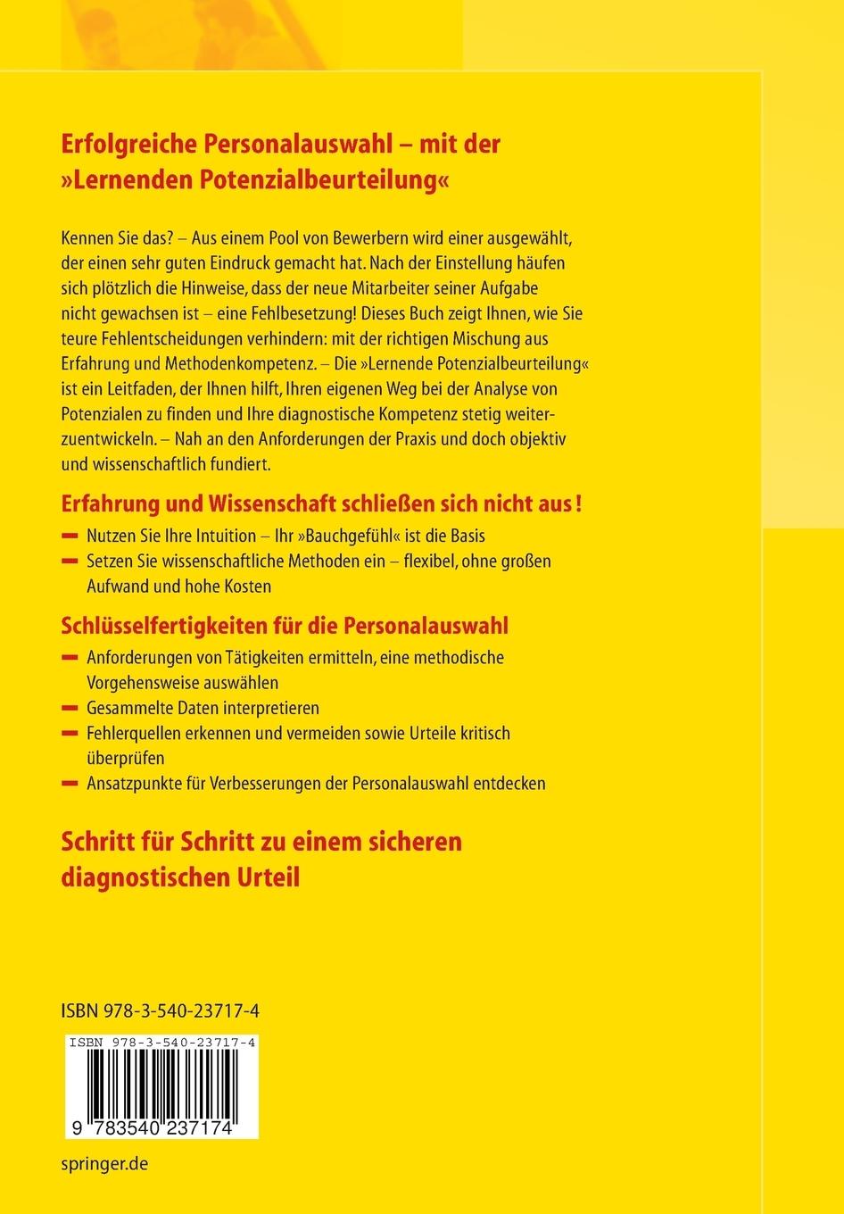Rückseitencover Potenzialbeurteilung - Diagnostische Kompetenz entwickeln, die Personalauswahl optimieren