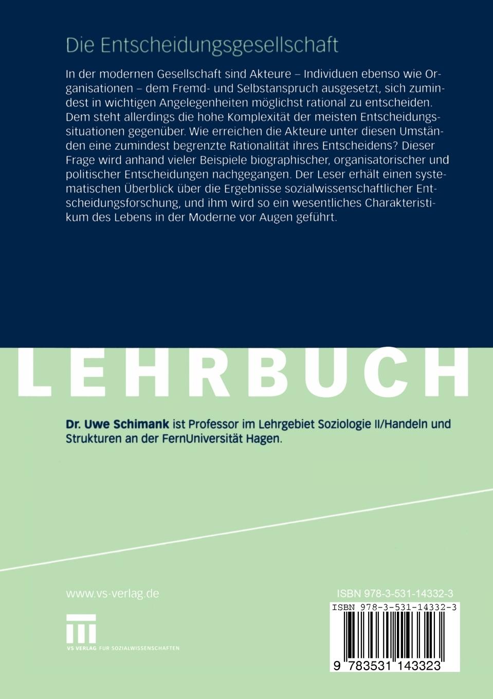 Rückseitencover Die Entscheidungsgesellschaft