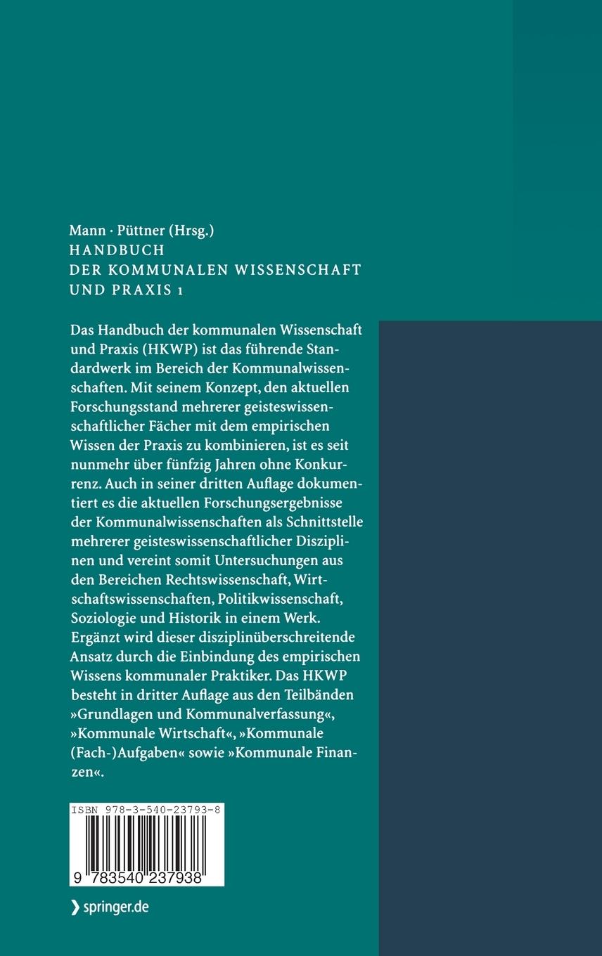 Rückseitencover Handbuch der kommunalen Wissenschaft und Praxis