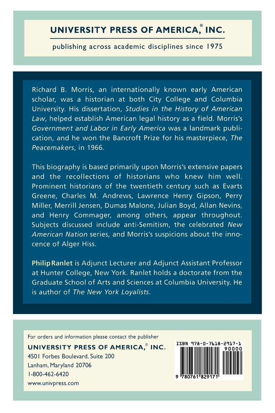 Rückseitencover Richard B. Morris and American History in the Twentieth Century