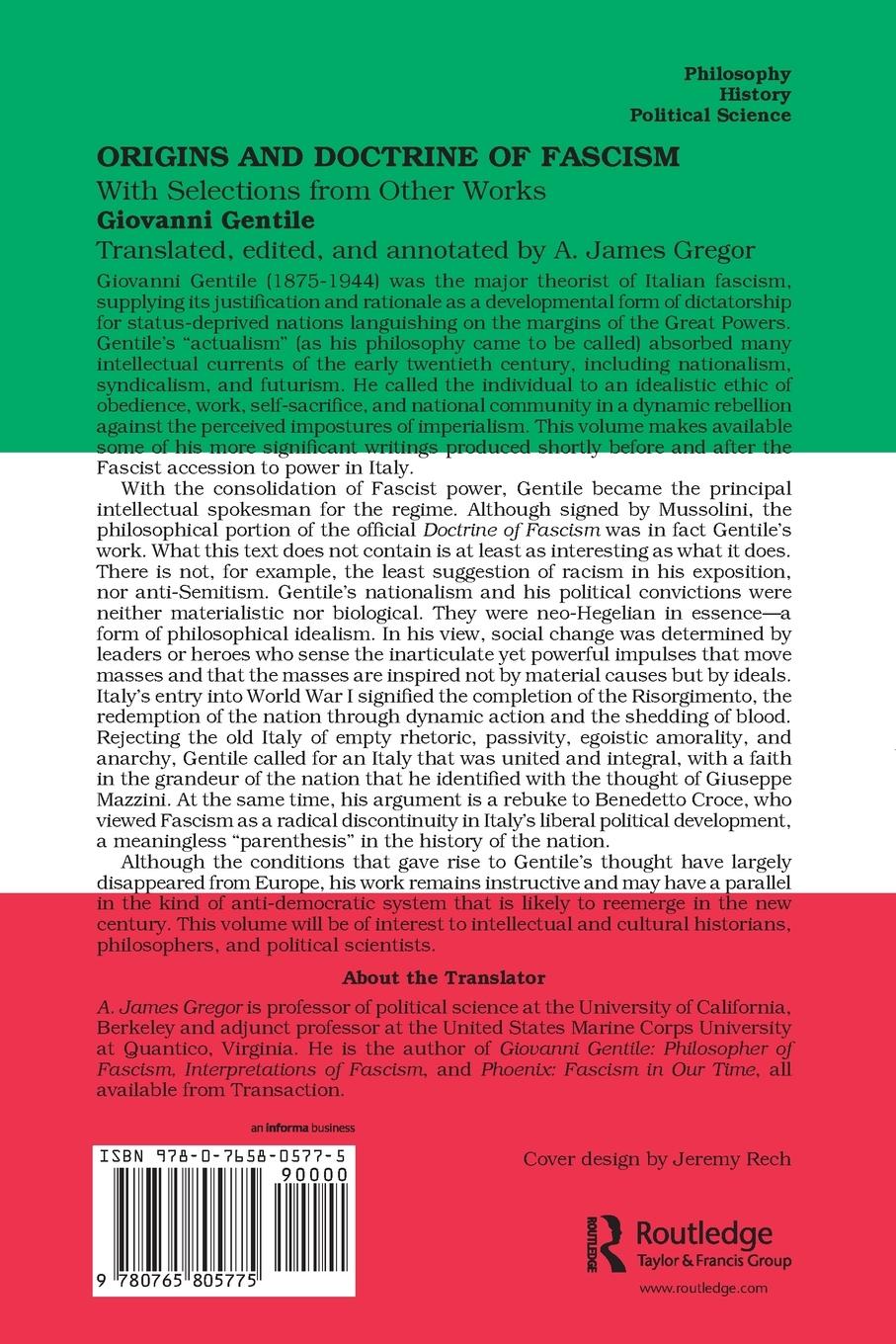 Rückseitencover Origins and Doctrine of Fascism