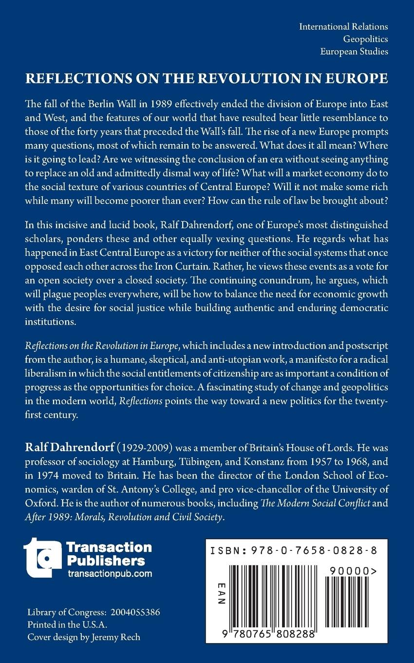 Rückseitencover Reflections on the Revolution in Europe