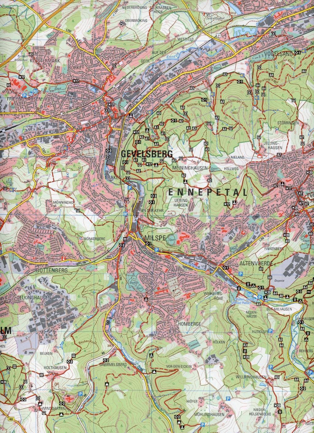 Beispielinhalt (Bild) NRW Wanderkarte 17 Hagen, Gevelsberg, Iserlohn, Witten 1  : 25 000
