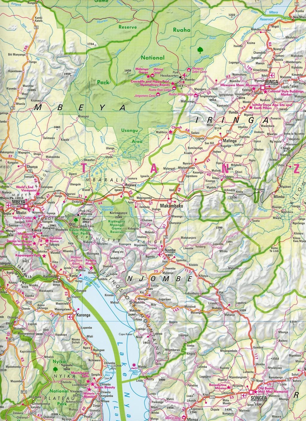 Beispielinhalt (Bild) Nelles Map Tanzania - Rwanda - Burundi 1:1 500 000