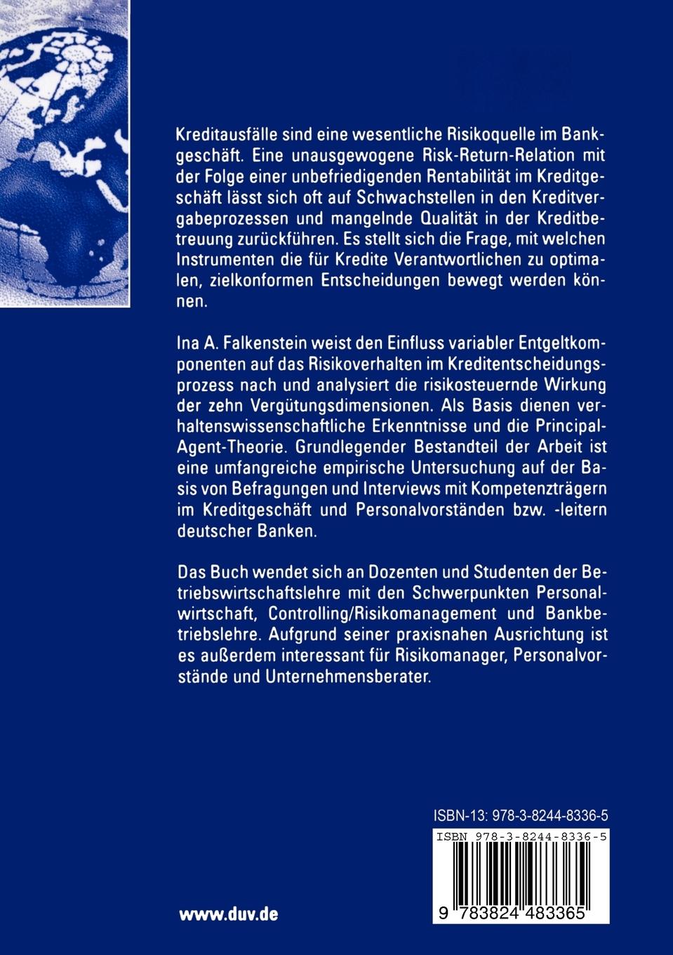 Rückseitencover Risikomanagement mit leistungsabhängiger Vergütung