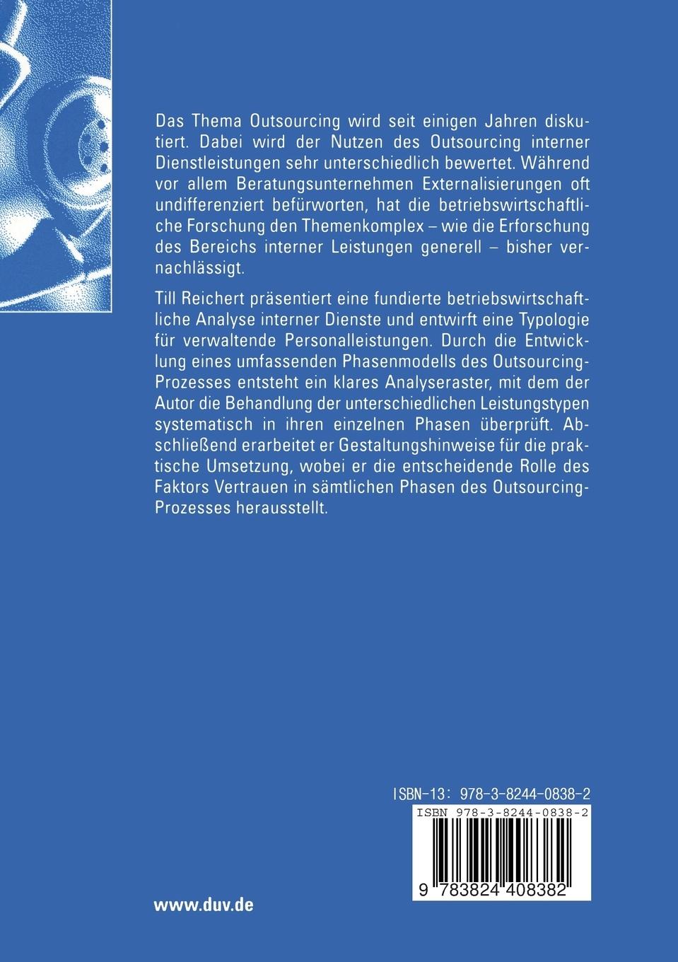 Rückseitencover Outsourcing interner Dienste