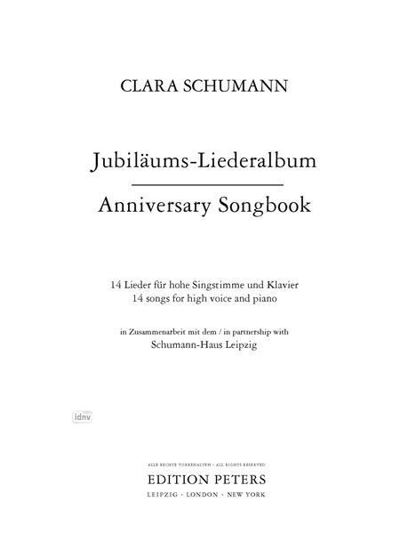 Beispielinhalt (Bild) Clara Schumann Anniversary Songbook (High Voice)