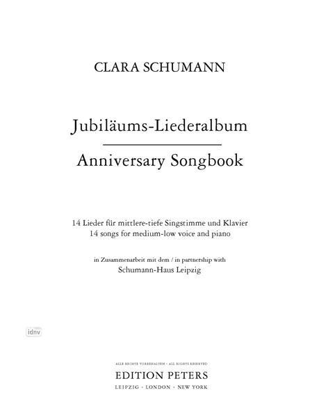 Beispielinhalt (Bild) Jubiläums-Liederalbum -14 Lieder für mittlere / tiefe Singstimme und Klavier-