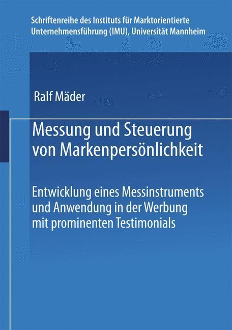 Vorderes Coverbild Messung und Steuerung von Markenpersönlichkeit