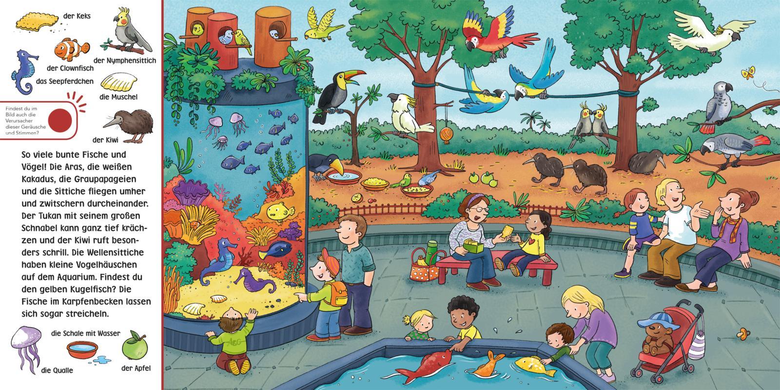 Beispielinhalt (Bild) Hör mal (Soundbuch): Wimmelbuch: Im Zoo