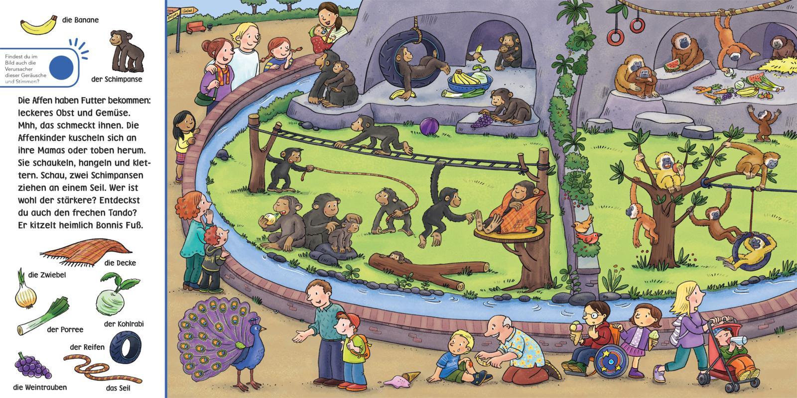 Beispielinhalt (Bild) Hör mal (Soundbuch): Wimmelbuch: Im Zoo