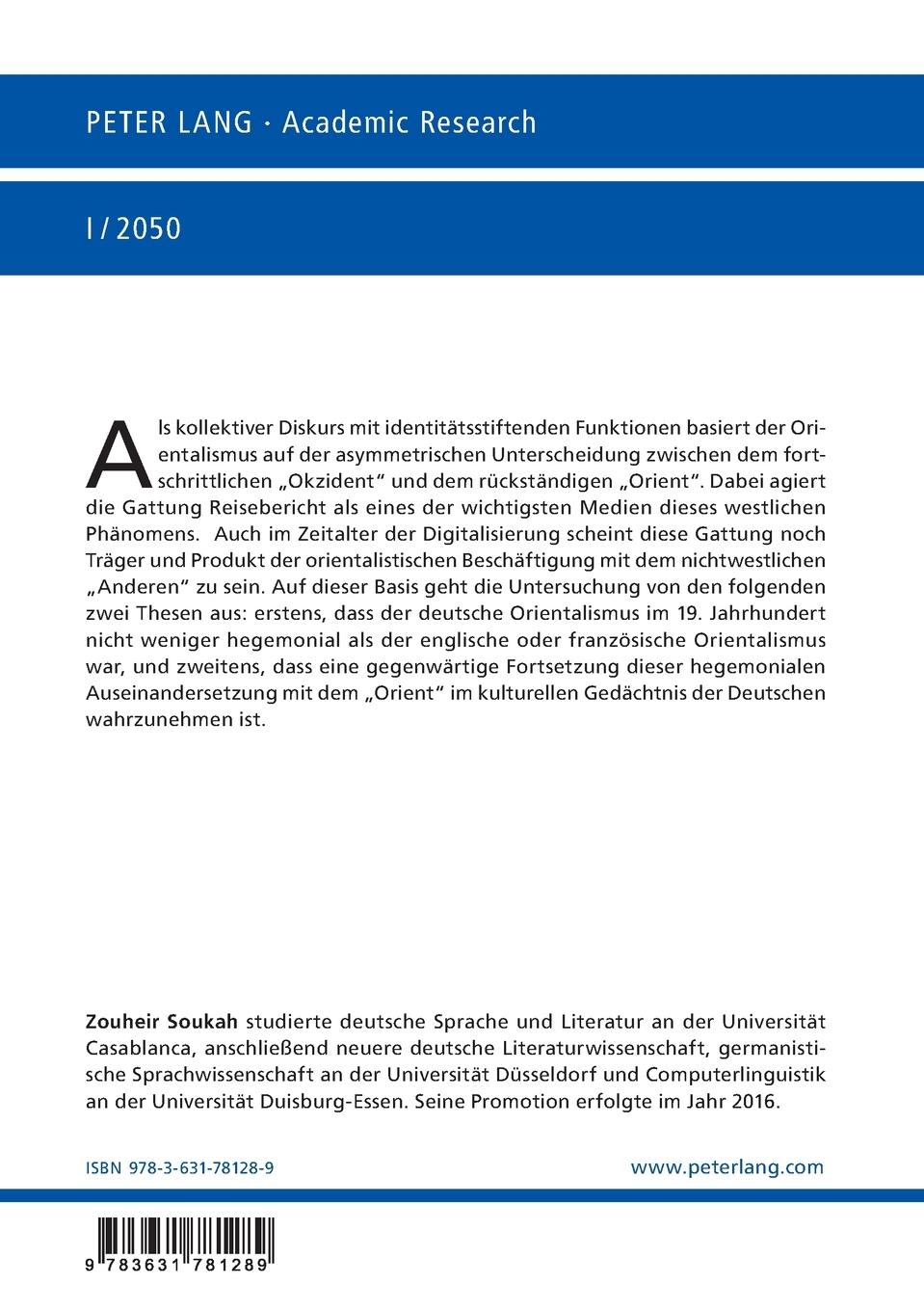 Rückseitencover Der Orient im kulturellen Gedächtnis der Deutschen