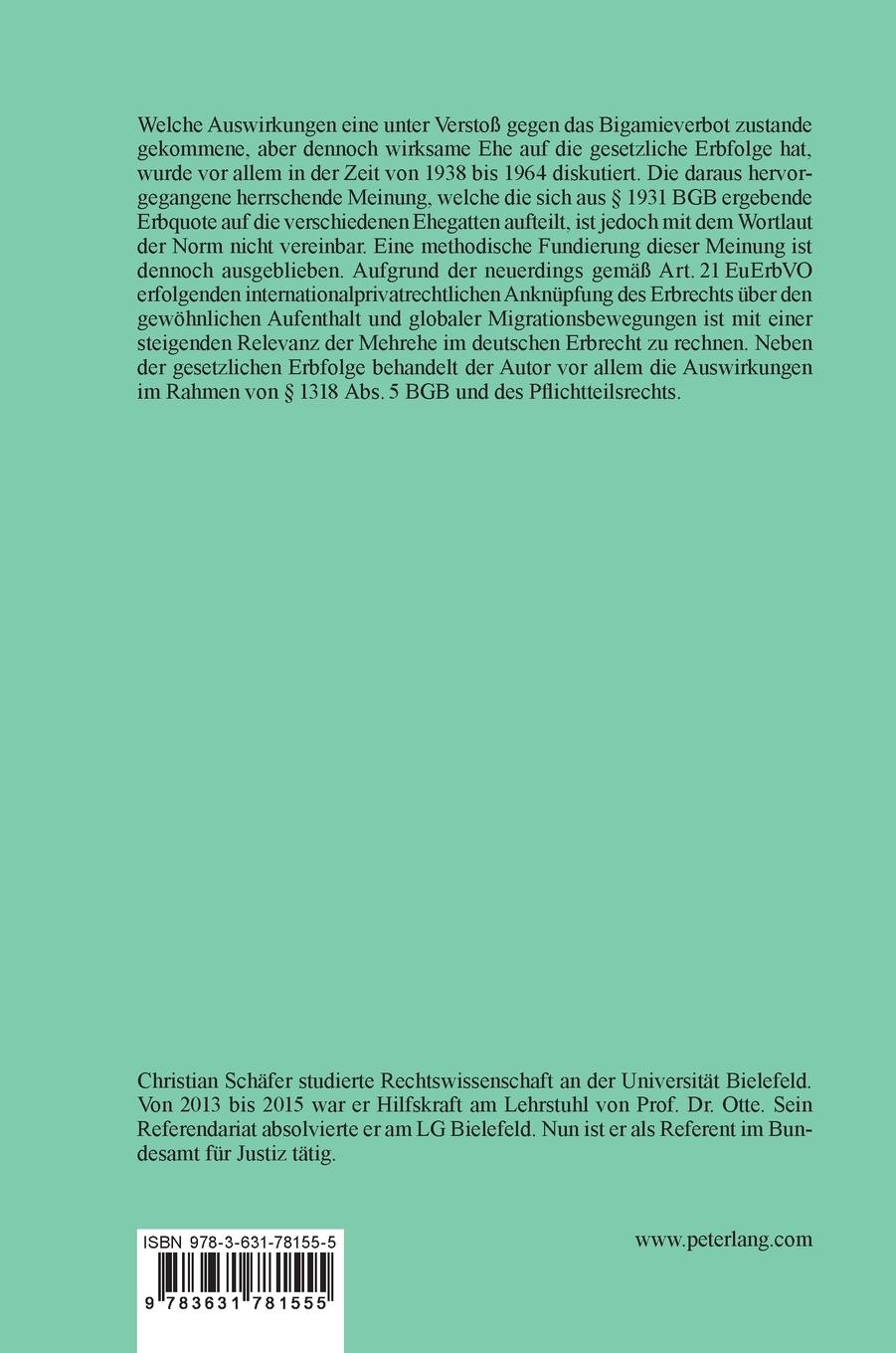 Rückseitencover Die Mehrehe im Erbrecht