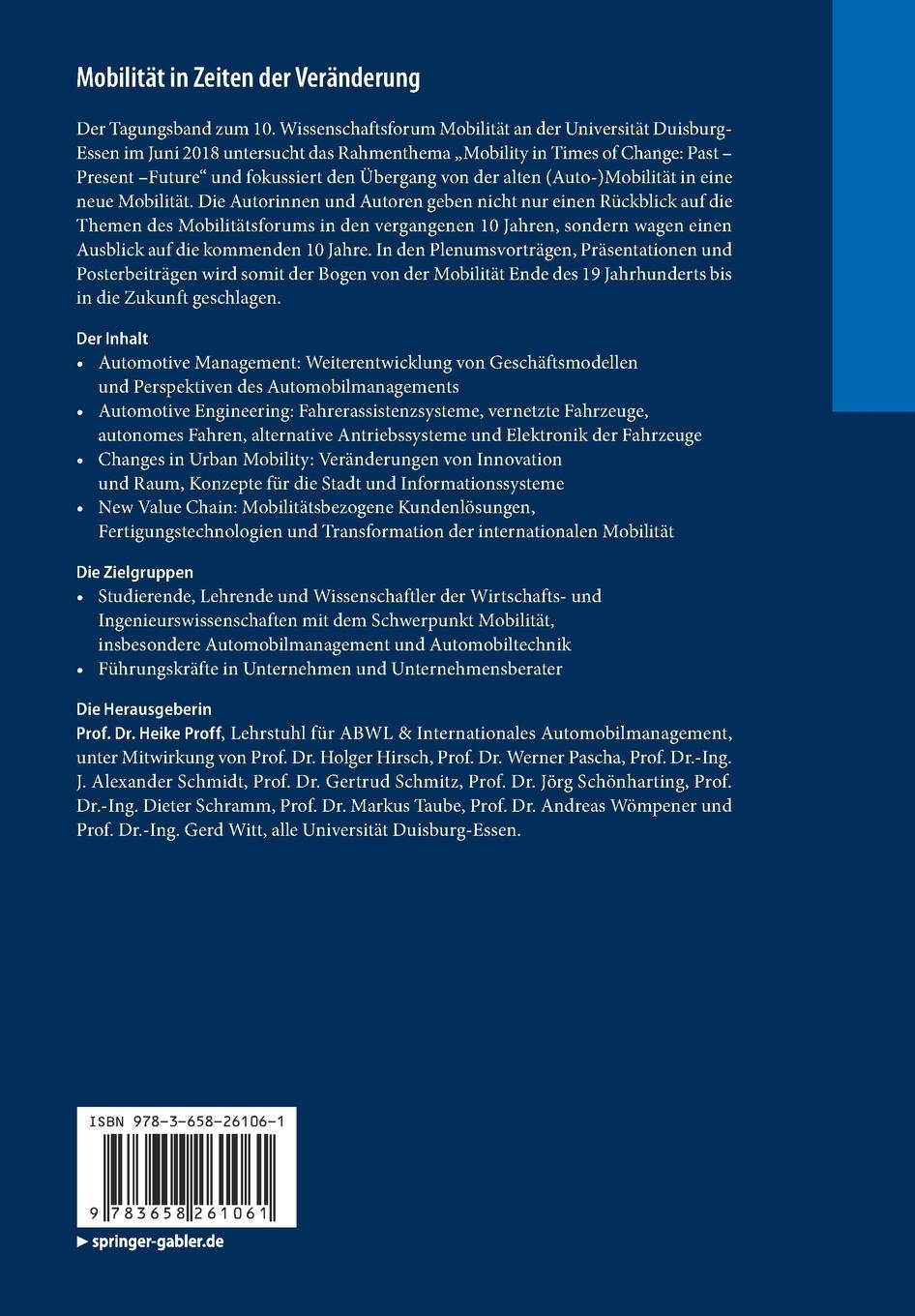 Rückseitencover Mobilität in Zeiten der Veränderung
