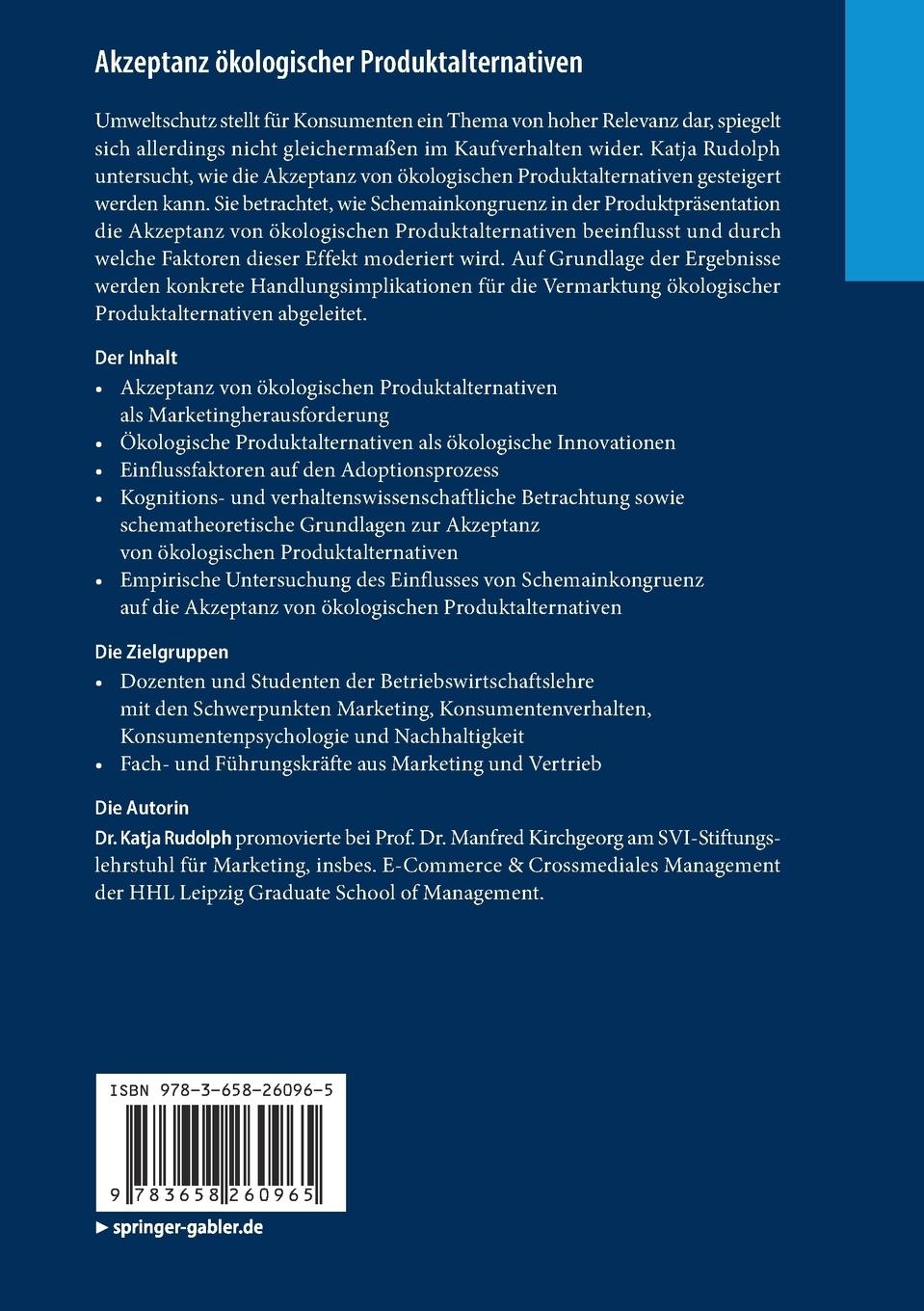 Rückseitencover Akzeptanz ökologischer Produktalternativen