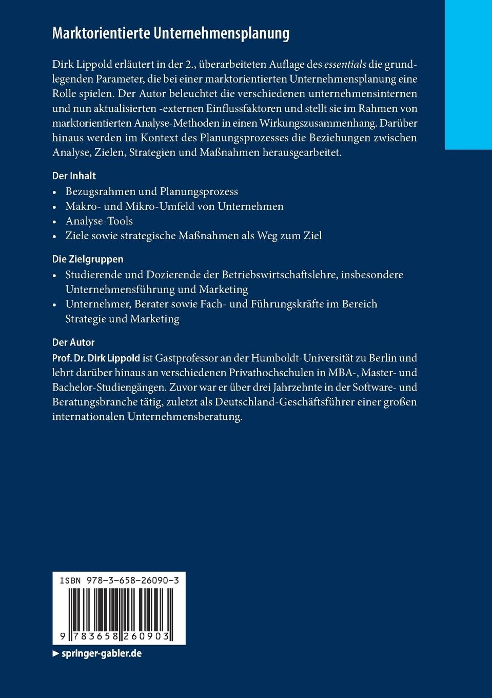 Rückseitencover Marktorientierte Unternehmensplanung