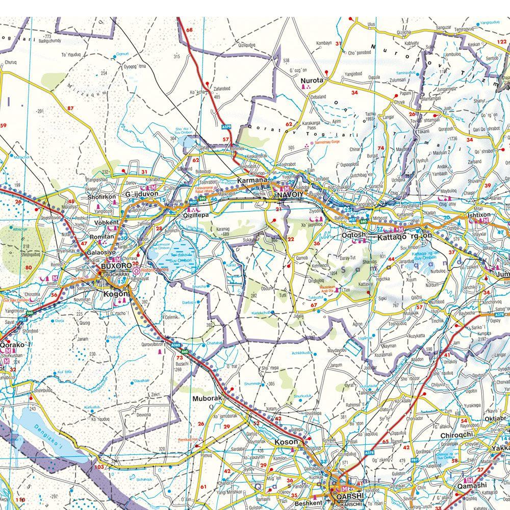 Beispielinhalt (Bild) Zentralasien - Kasachstan Süd - Kirgisistan - Tadschikistan -Turkmenistan - Usbekistan 1 : 1.500.000  Autokarte