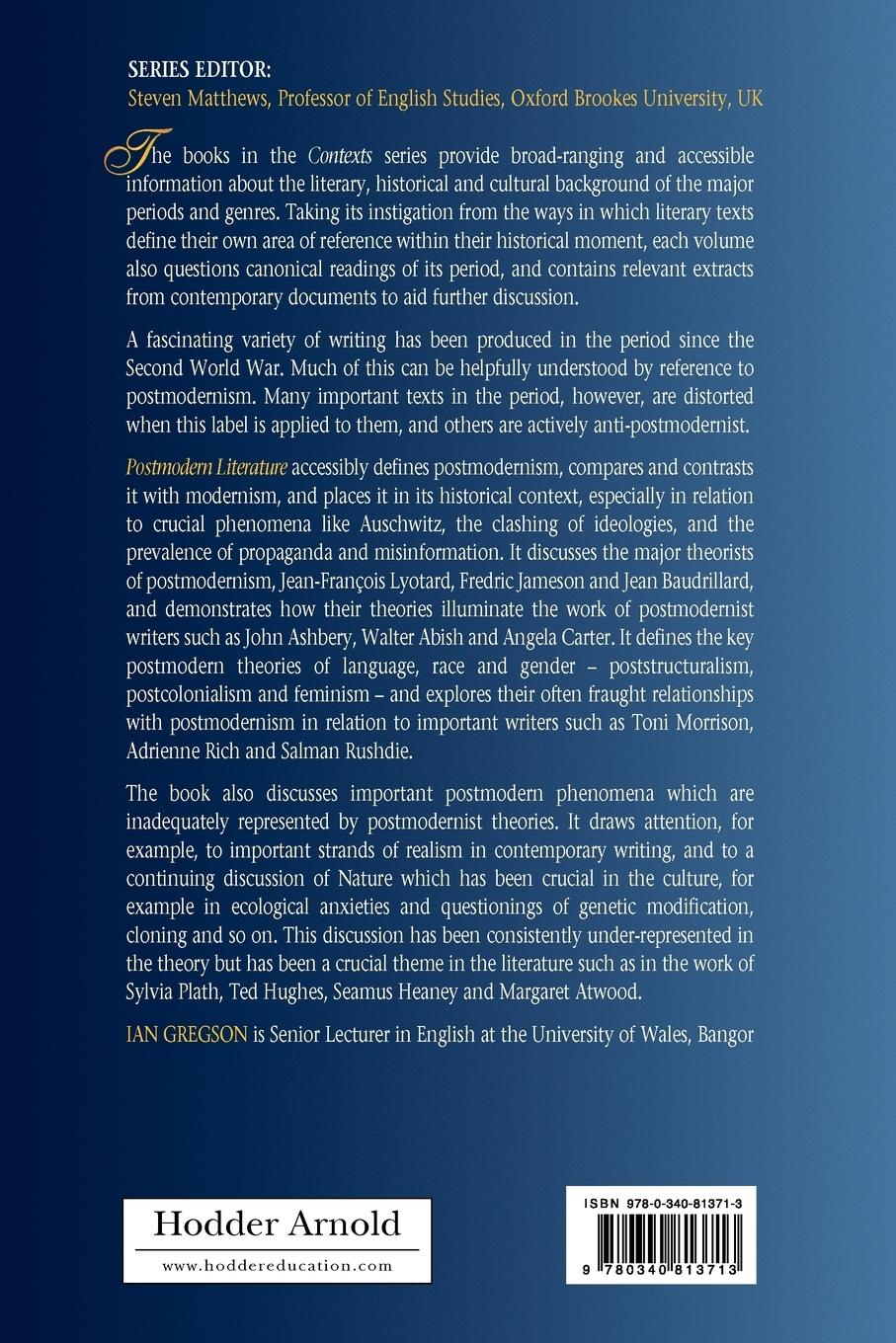 Rückseitencover Postmodern Literature