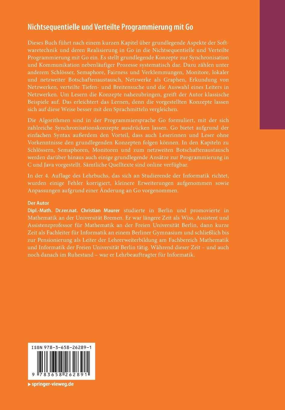 Rückseitencover Nichtsequentielle und Verteilte Programmierung mit Go