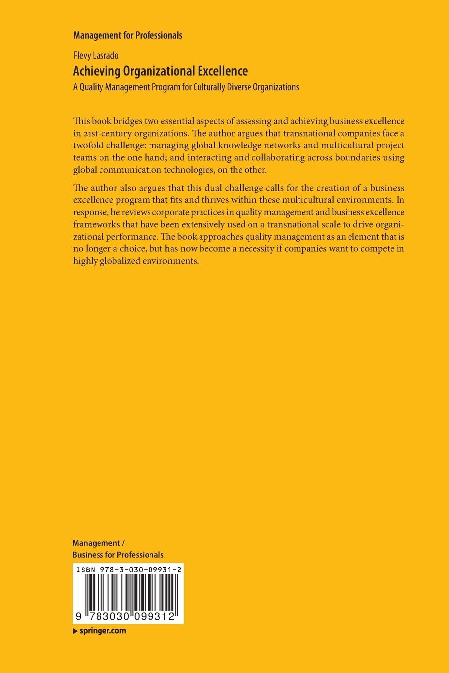 Rückseitencover Achieving Organizational Excellence