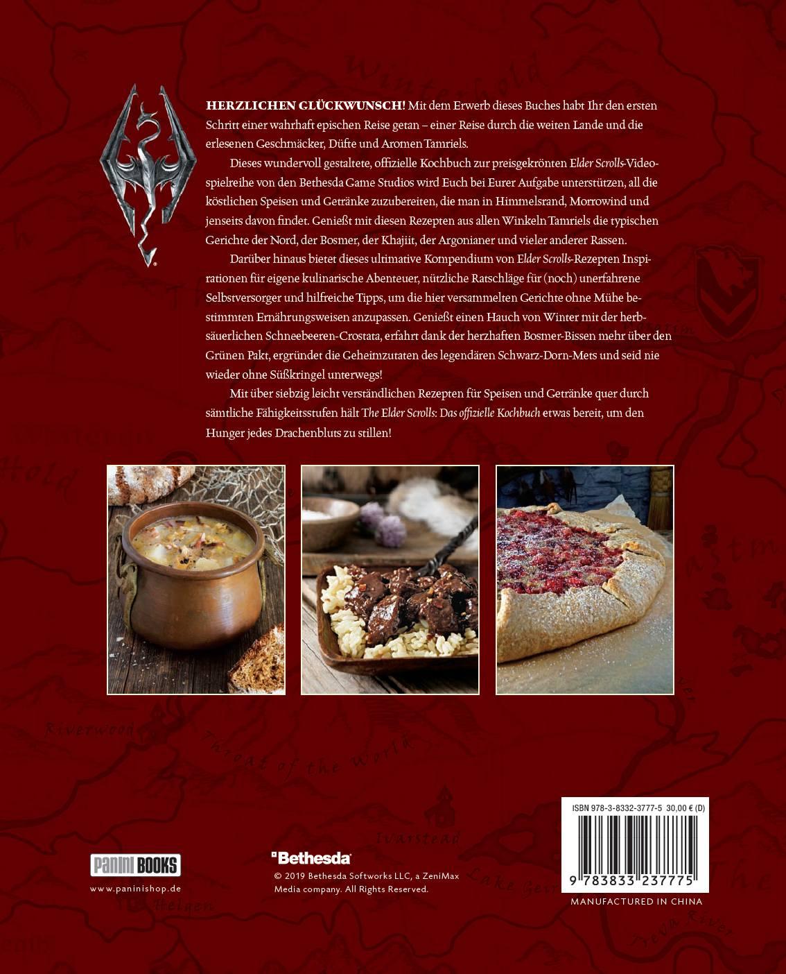 Rückseitencover The Elder Scrolls: Das offizielle Kochbuch: Rezepte aus Himmelsrand, Morrowind und ganz Tamriel