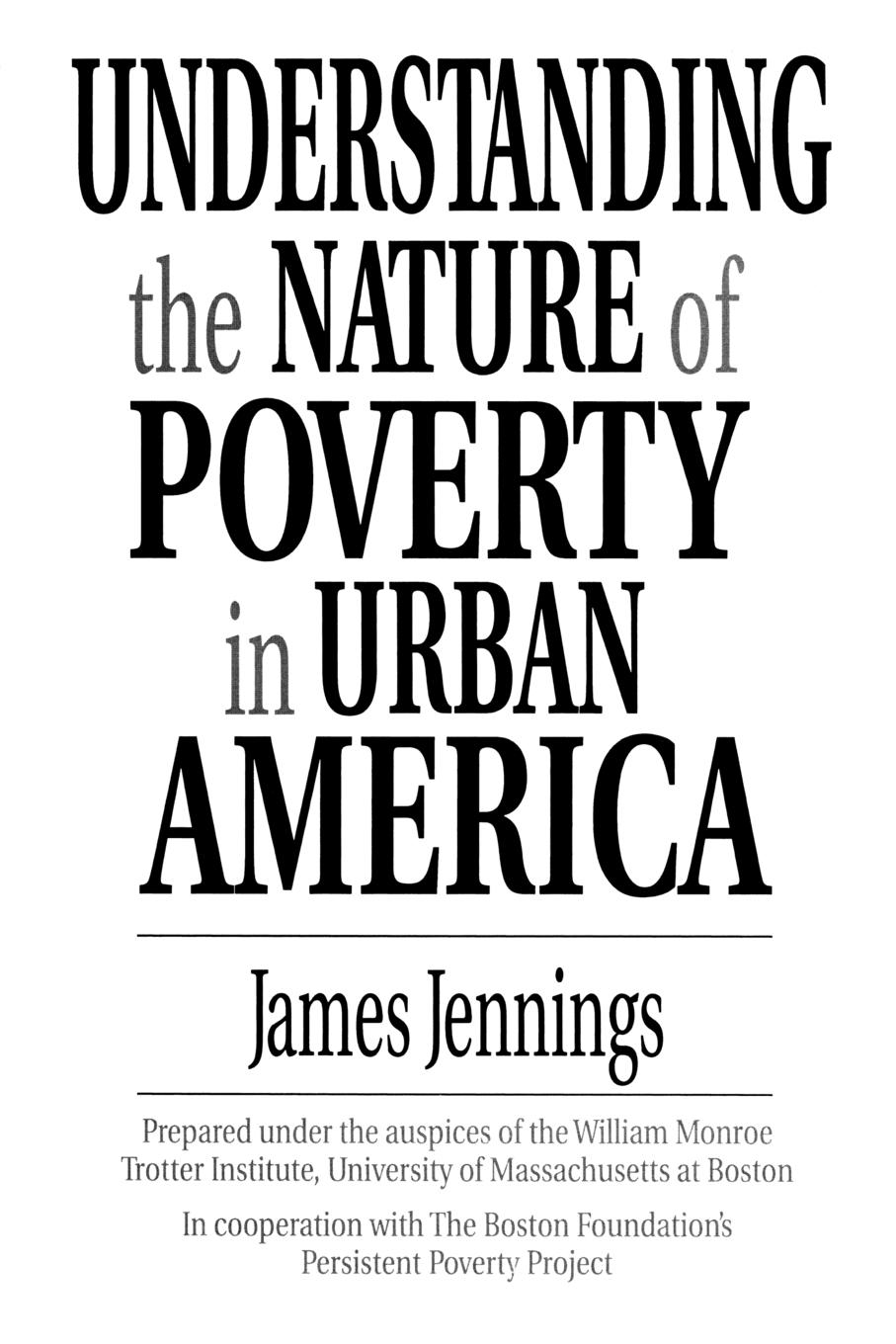 Vorderes Coverbild Understanding the Nature of Poverty in Urban America