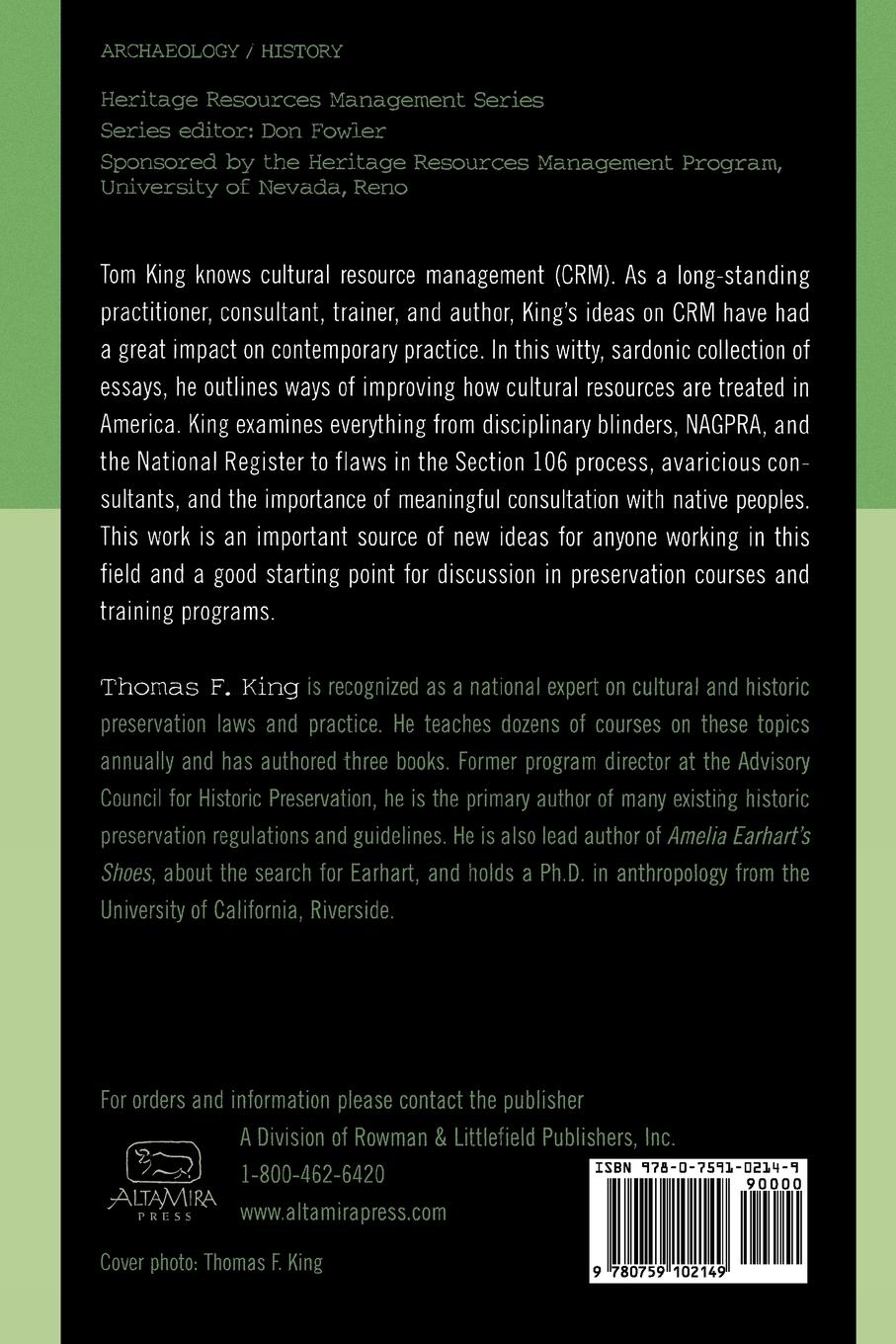 Rückseitencover Thinking About Cultural Resource Management